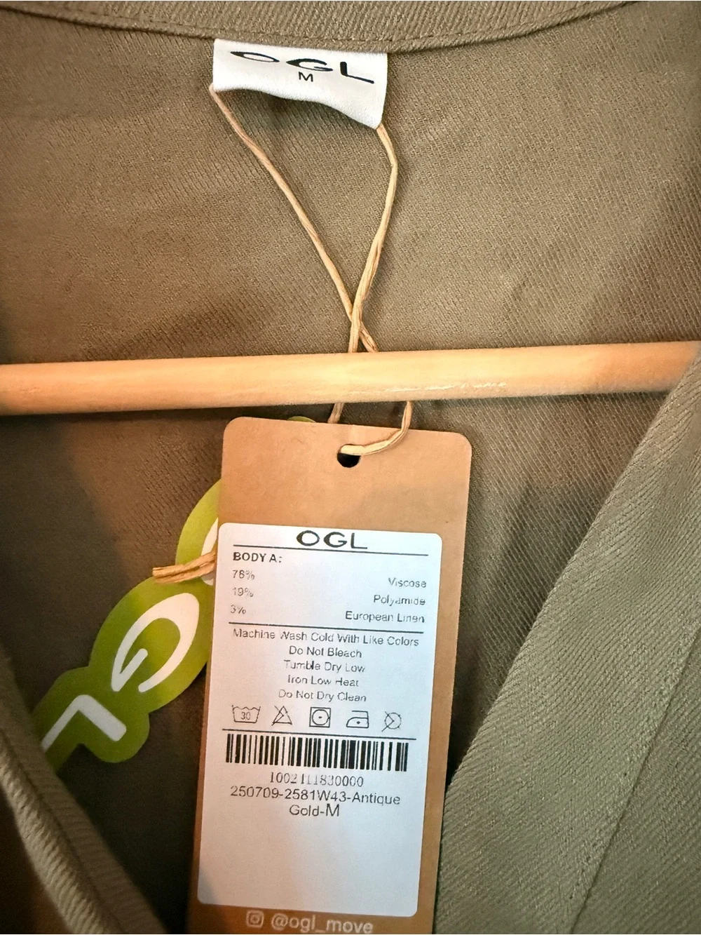 OGL Viscose-Linen Collared V-neck Midi Dress with Drawstring - Picture 5 of 5